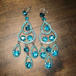 Beautiful‎ Turquoise Rhinestone Prom Pageant Earrin